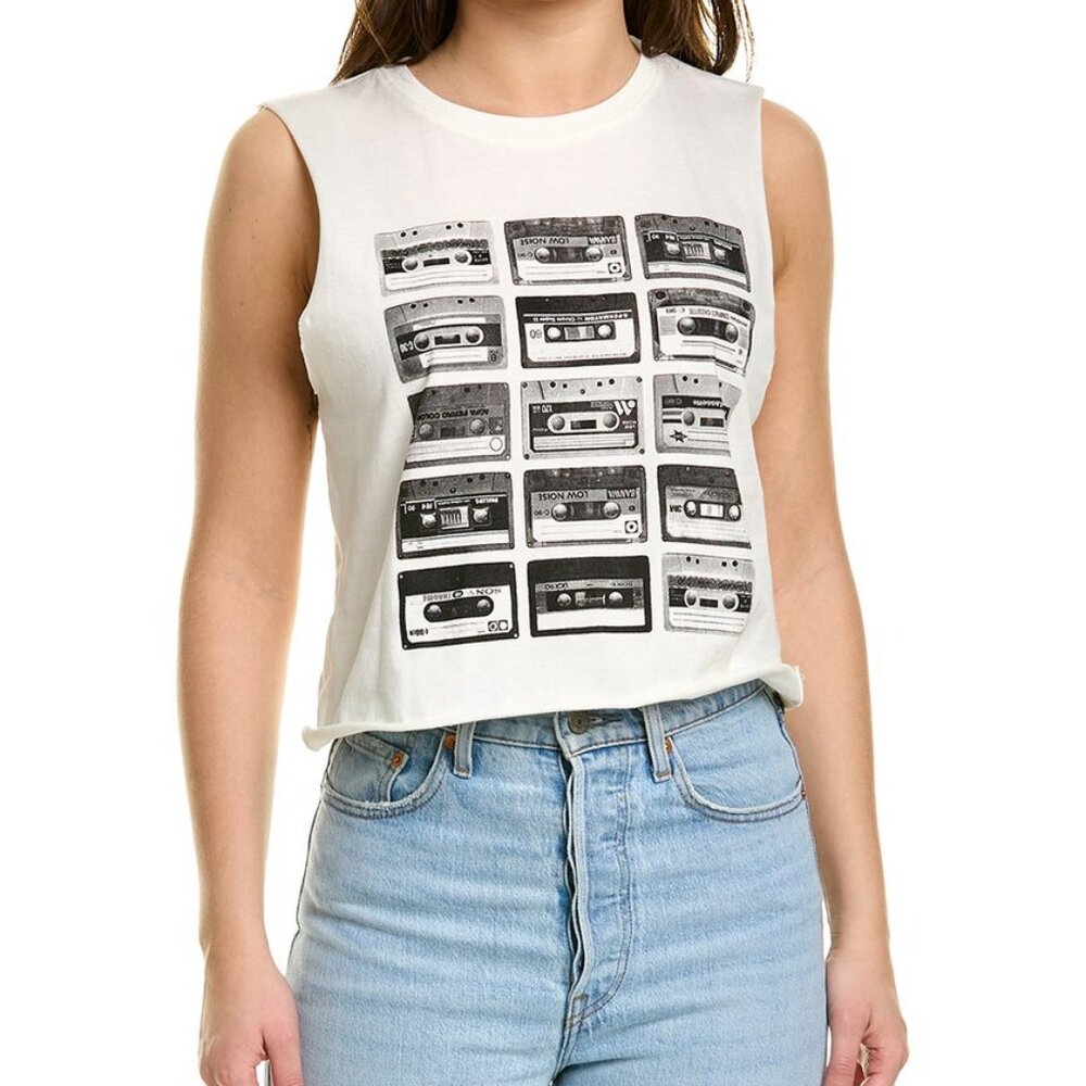 NWOT Prince Peter Cassette Tapes Muscle Tank Off White Size L